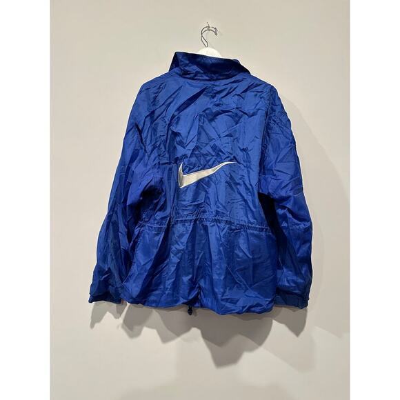 Nike Mens Large Blue and White Vintage Windbreaker Jacket FLAWED - Picture 10 of 13